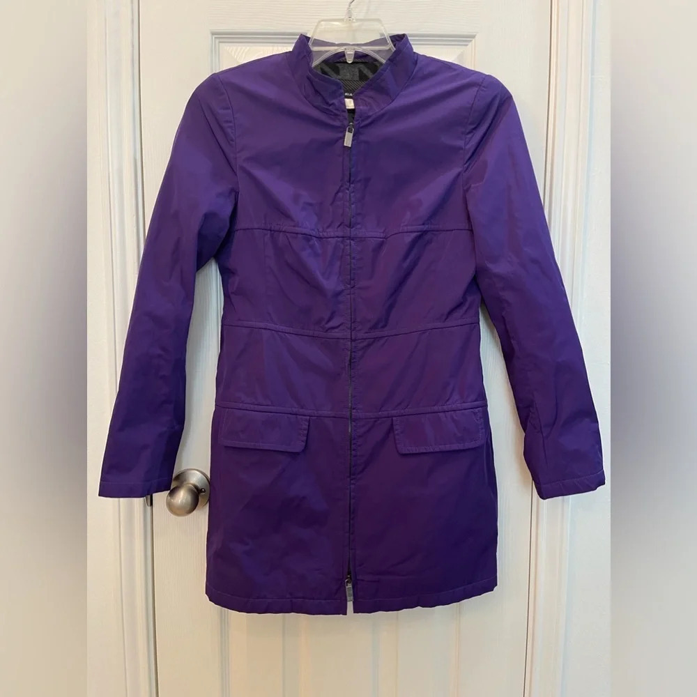 Riani Purple Two-Way Zip Lightweight Jacket Mandarin Collar 6